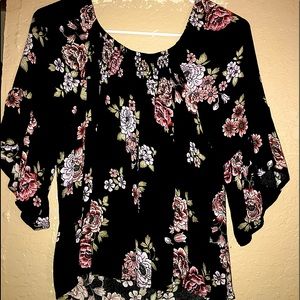 Black floral blouse